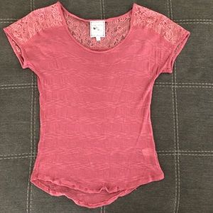 Dusty Rose Knit & Lace Top